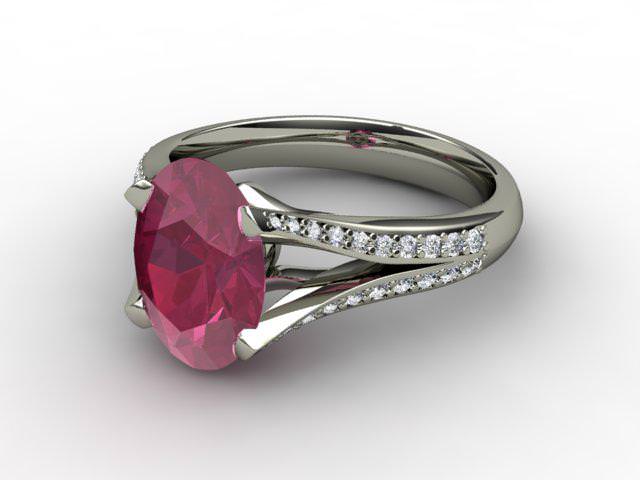 Natural Ruby and Diamond Ring. 18ct White Gold
