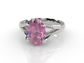 Natural Pink Sapphire and Diamond Ring. 18ct White Gold-03-0524-9006