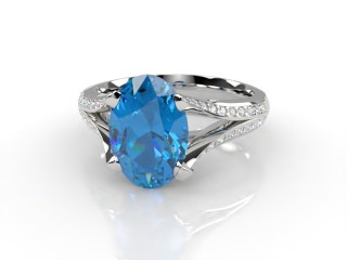 Natural Blue Topaz and Diamond Ring. 18ct White Gold-03-0538-9006