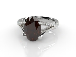 Natural Chocolate Quartz and Diamond Ring. 18ct White Gold-03-0539-9006
