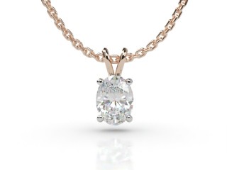 18ct. Rose Gold, Platinum Set Oval Diamond Pendant -03-24911