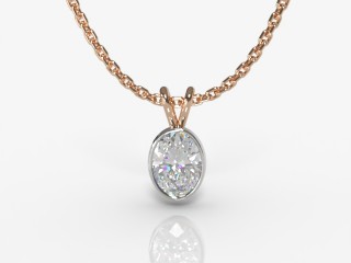 18ct. Rose Gold, Platinum Set Oval Diamond Pendant -03-24913