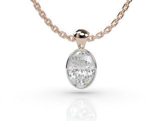 18ct. Rose Gold, Platinum Set Oval Diamond Pendant -03-24914