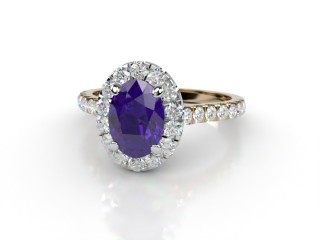 Natural Amethyst and Diamond Halo Ring. Hallmarked 18ct. Yellow Gold-03-2812-8919