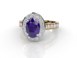 Natural Amethyst and Diamond Halo Ring. Hallmarked 18ct. Yellow Gold-03-2812-8921