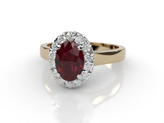 Natural Mozambique Garnet and Diamond Halo Ring. Hallmarked 18ct. Yellow Gold-03-2817-8918
