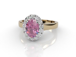 Natural Pink Sapphire and Diamond Halo Ring. Hallmarked 18ct. Yellow Gold-03-2824-8918