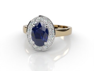 Natural Kanchanaburi Sapphire and Diamond Halo Ring. Hallmarked 18ct. Yellow Gold-03-2847-8920