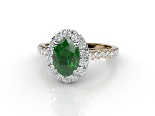 Natural Green Tourmaline and Diamond Halo Ring. Hallmarked 18ct. Yellow Gold-03-2851-8919