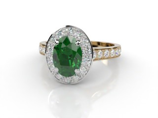 Natural Green Tourmaline and Diamond Halo Ring. Hallmarked 18ct. Yellow Gold-03-2851-8921
