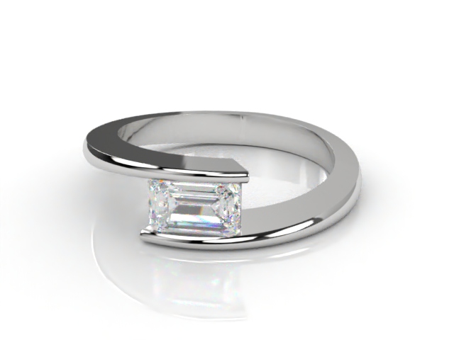 Certificated Emerald-Cut Diamond Solitaire Engagement Ring in Platinum - Main Picture
