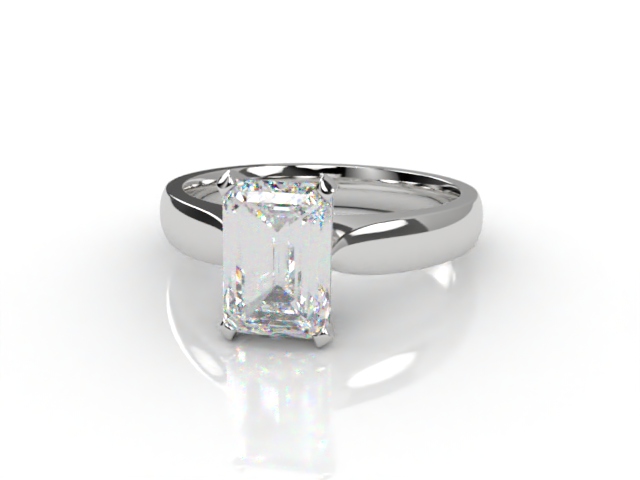 Certificated Emerald-Cut Diamond Solitaire Engagement Ring in Platinum - Main Picture