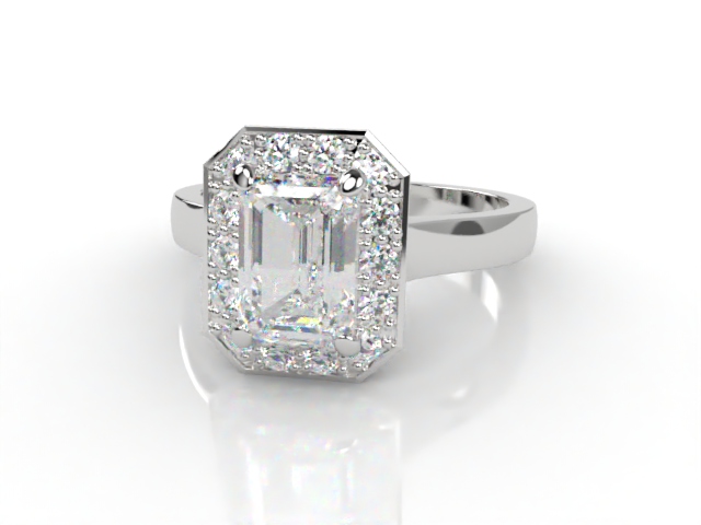 Engagement Ring: Halo Cluster Emerald-Cut - Main Picture