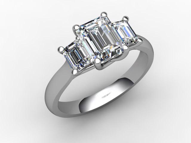 Engagement Ring: 3 Stone Emerald