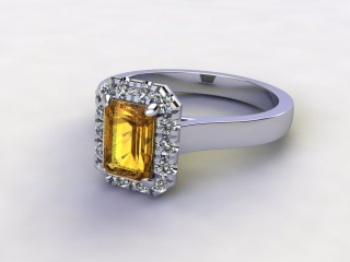 Natural Citrine and Diamond Halo Ring. Hallmarked Platinum (950)-04-0114-8914
