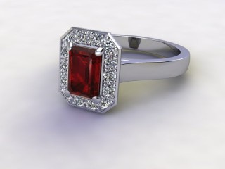 Natural Mozambique Garnet and Diamond Halo Ring. Hallmarked Platinum (950)-04-0117-8925
