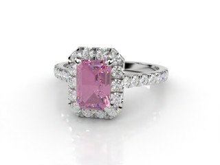 Natural Pink Sapphire and Diamond Halo Ring. Hallmarked Platinum (950)-04-0124-8922