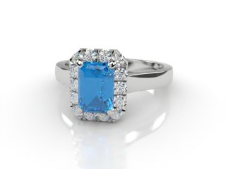 Natural Sky Blue Topaz and Diamond Halo Ring. Hallmarked Platinum (950)-04-0138-8923