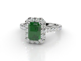 Natural Green Tourmaline and Diamond Halo Ring. Hallmarked Platinum (950)-04-0151-8922