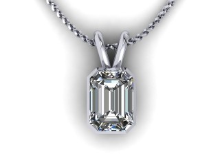 Platinum Emerald-Cut Diamond Pendant  - 6