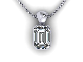 Platinum Emerald-Cut Diamond Pendant  - 6
