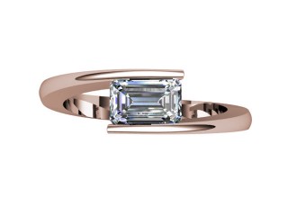 Certificated Emerald-Cut Diamond Solitaire Engagement Ring in 18ct. Rose Gold - 9