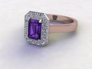 Natural Amethyst and Diamond Halo Ring. Hallmarked 18ct. Rose Gold-04-0412-8925