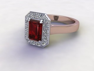 Natural Mozambique Garnet and Diamond Halo Ring. Hallmarked 18ct. Rose Gold-04-0417-8925