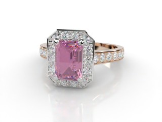 Natural Pink Sapphire and Diamond Halo Ring. Hallmarked 18ct. Rose Gold-04-0424-8924