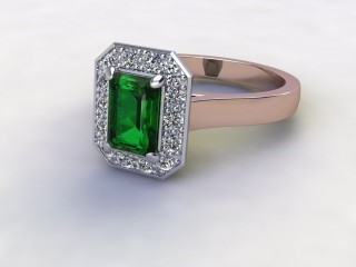 Natural Green Tourmaline and Diamond Halo Ring. Hallmarked 18ct. Rose Gold-04-0451-8925