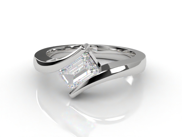 Certificated Emerald-Cut Diamond Solitaire Engagement Ring in 18ct. White Gold