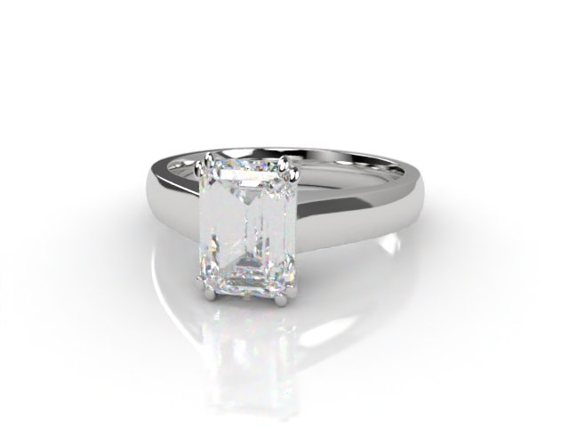 Certificated Emerald-Cut Diamond Solitaire Engagement Ring in 18ct. White Gold