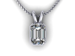 18ct. White Gold Emerald-Cut Diamond Pendant - 6
