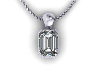 18ct. White Gold Emerald-Cut Diamond Pendant - 6