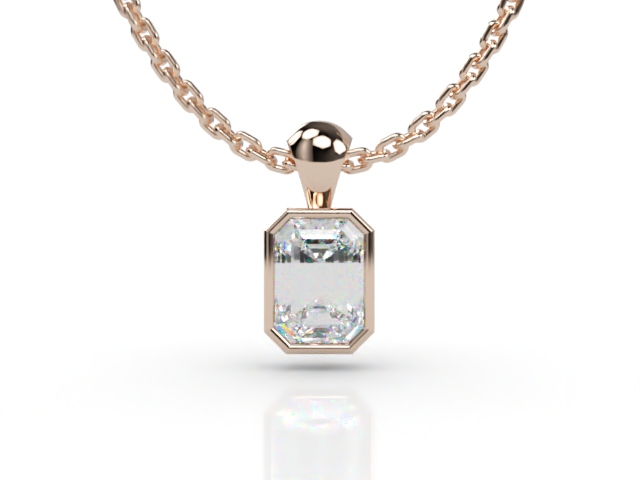 18ct. Rose Gold Emerald-Cut Diamond Pendant  - Main Picture