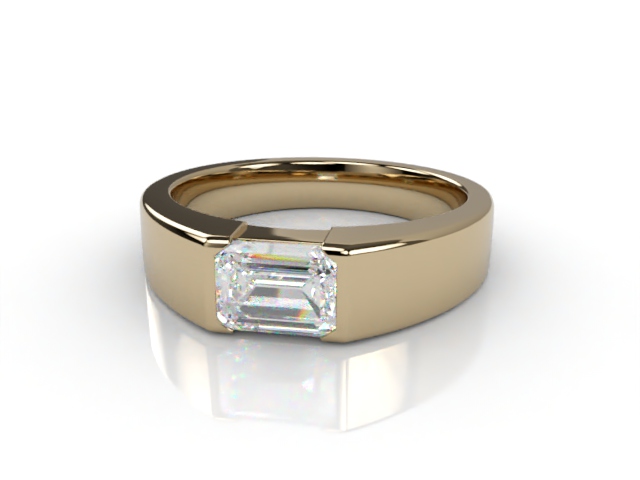 Certificated Emerald-Cut Diamond Solitaire Engagement Ring in 18ct. Yellow Gold