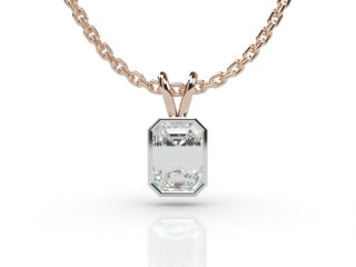 18ct. Rose Gold, Platinum Set Emerald-Cut Diamond Pendant -04-24912