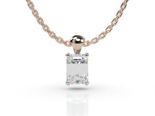18ct. Rose Gold, Platinum Set Emerald-Cut Diamond Pendant -04-24913