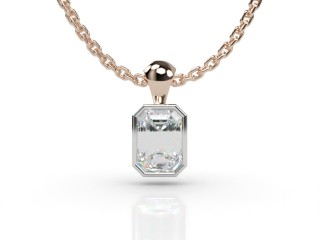18ct. Rose Gold, Platinum Set Emerald-Cut Diamond Pendant -04-24914