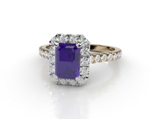 Natural Amethyst and Diamond Halo Ring. Hallmarked 18ct. Yellow Gold-04-2812-8922