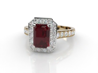 Natural Mozambique Garnet and Diamond Halo Ring. Hallmarked 18ct. Yellow Gold-04-2817-8924