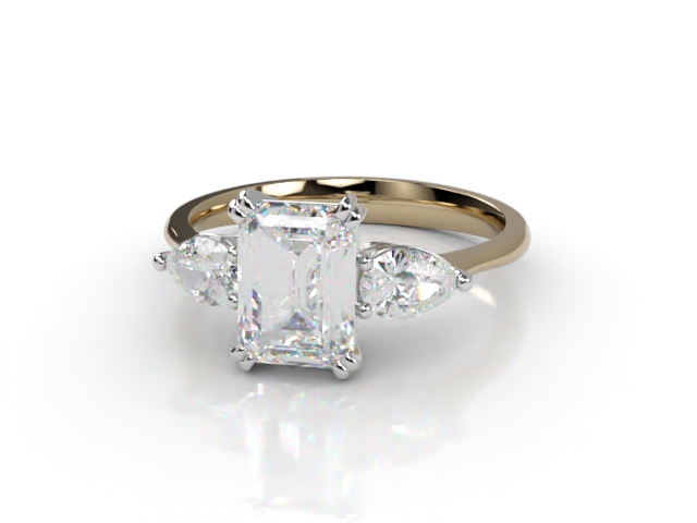 Oval & Round 3-Stone Emerald & Diamond Engagement Ring 14k Yellow Gold 3ct  - AZ2256