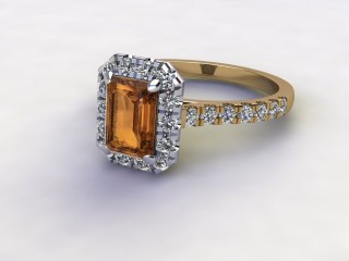 Natural Golden Citrine and Diamond Halo Ring. Hallmarked 18ct. Yellow Gold-04-2833-8922