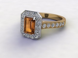 Natural Golden Citrine and Diamond Halo Ring. Hallmarked 18ct. Yellow Gold-04-2833-8924