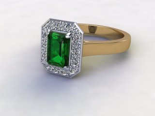 Natural Green Tourmaline and Diamond Halo Ring. Hallmarked 18ct. Yellow Gold-04-2851-8925