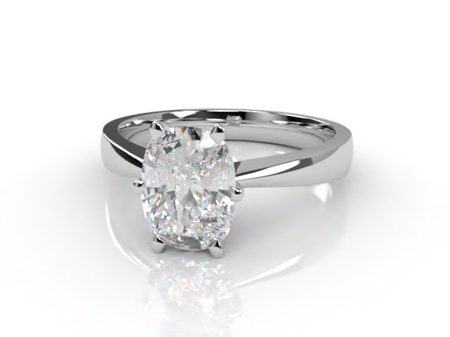 Certificated Cushion-Cut Diamond Solitaire Engagement Ring in Platinum-05-0100-0007
