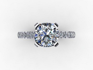Engagement Ring: Diamond Band Cushion-Cut - 9