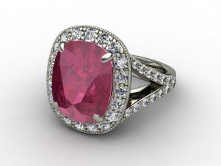 Natural Ruby and Diamond Ring. Platinum (950)-05-0122-9005
