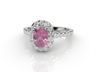 Natural Pink Sapphire and Diamond Halo Ring. Hallmarked Platinum (950)-05-0124-8913