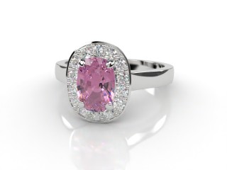 Natural Pink Sapphire and Diamond Halo Ring. Hallmarked Platinum (950)-05-0124-8928